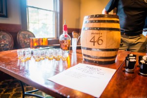 Beautiful layout of Maker's Mark 46 samples and mini barrel.